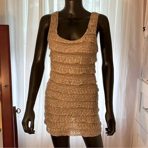 Gold sheer & striped  dress